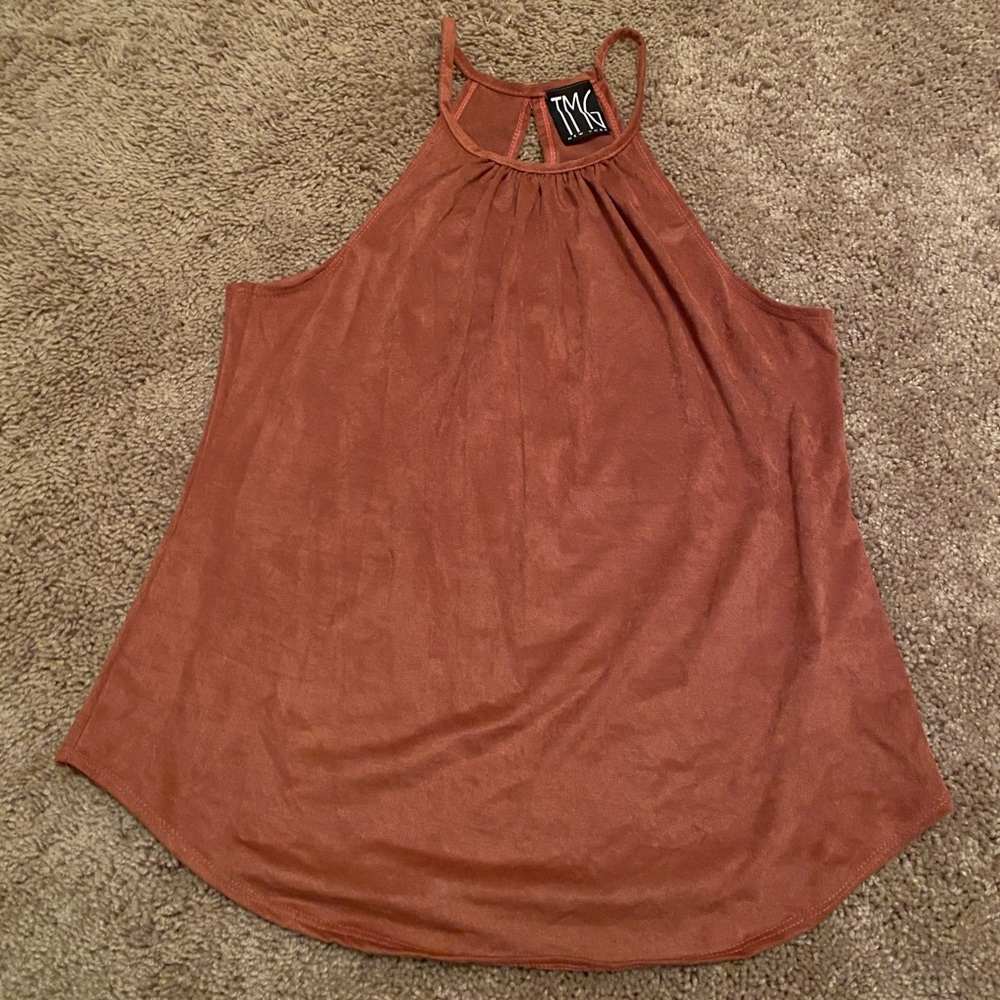 Velour high neck tank top